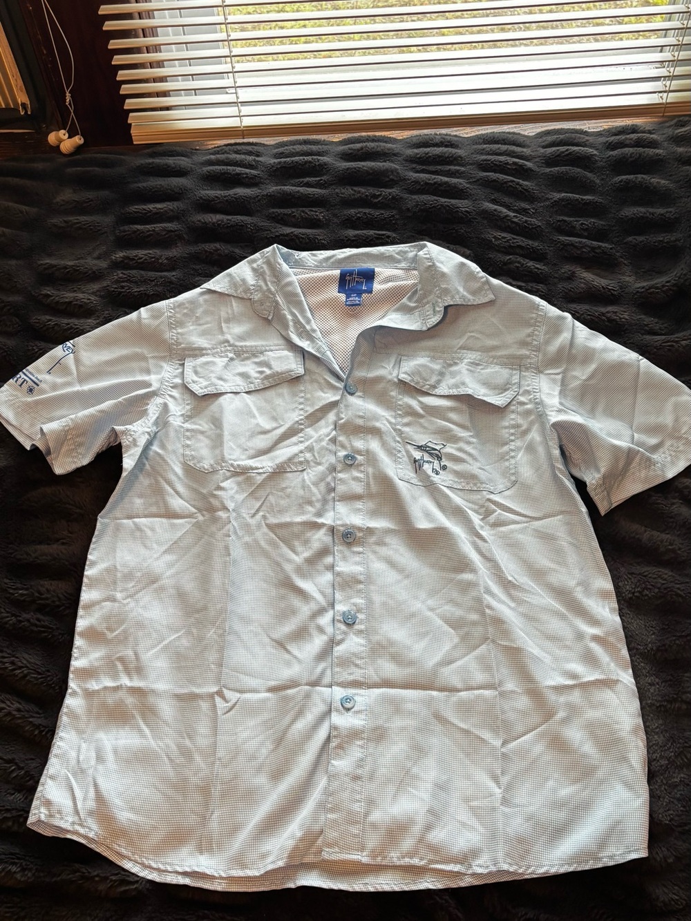 Guy Harvey Light Blue Short-Sleeve Button-Down Shirt